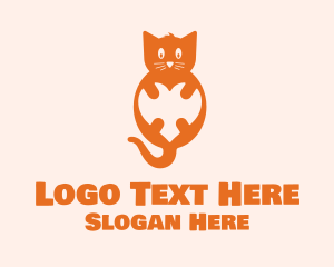 Cat - Orange Kitty Heart logo design