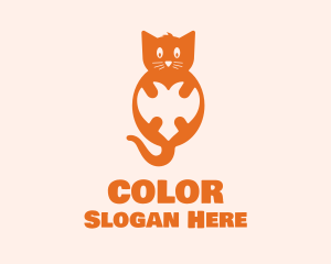 Pet Shop - Orange Kitty Heart logo design