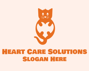 Orange Kitty Heart  logo design