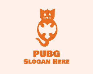 Pet - Orange Kitty Heart logo design