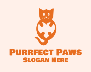 Kitty - Orange Kitty Heart logo design