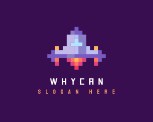 Spaceship - Retro Pixel Spaceship logo design