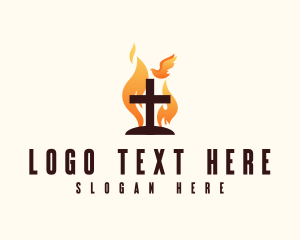 Holy - Fire Cross Crucifix logo design