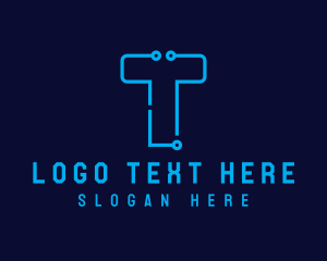Circuitry - Digital Technology Letter T logo design