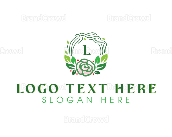 Natural Floral Wedding Wreath Logo