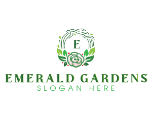 Natural Floral Wedding Wreath  logo design