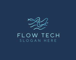 Flow - Wave Water Movement logo design