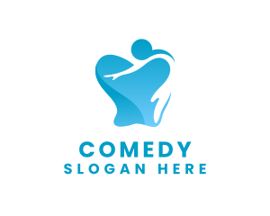 Blue Dental Tooth  logo design