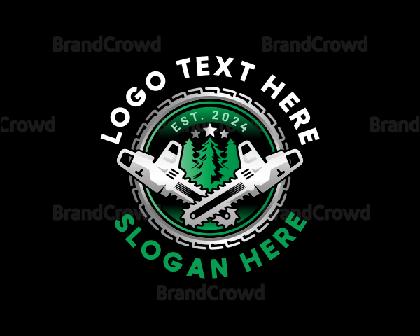 Chainsaw Lumberjack Cutting Logo