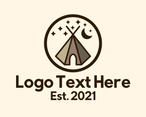 Outdoor Camping - Night Sky Tent logo design