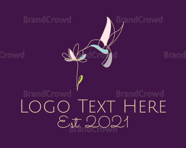 Hummingbird Flower Monoline Logo