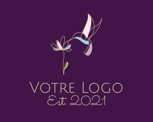 Florist - Hummingbird Flower Monoline logo design