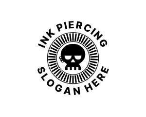 Piercing - Circle Skull Piercing logo design