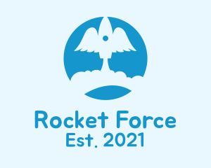 Missile - Blue Rocket Wings logo design