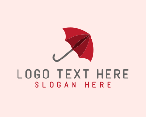 Rain - Red Umbrella Parasol logo design