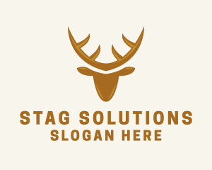 Golden Stag Animal  logo design