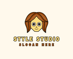 Hairdo - Girl Doll Cartoon Character logo design