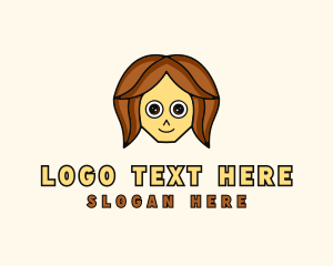 Toy Store - Girl Doll Cartoon Character logo design