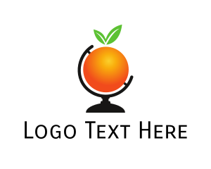 World Map - Orange Fruit Globe logo design