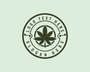 Herbal Medicine - Marijuana Plantation Badge logo design