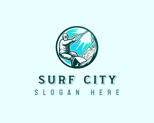 Water Skiing Surfing logo design