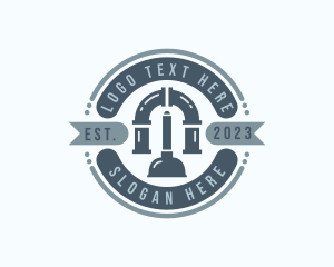 Handyman - Plunger Pipe Plumbing logo design