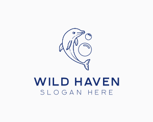 Wild Dolphin Bubbles  logo design