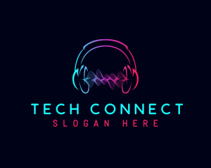 Recording Artist - Music Headphones Soundwaves logo design