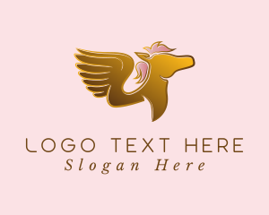 Horse - Elegant Golden Pegasus logo design