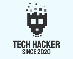 Hacking - Pixel Skull Game logo design