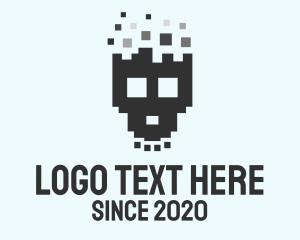 Virus - Pixel Skull Game logo design
