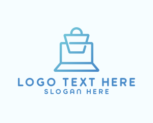 Work At Home - Laptop Bag Shopping logo design
