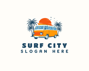 Beach Surfing Van logo design