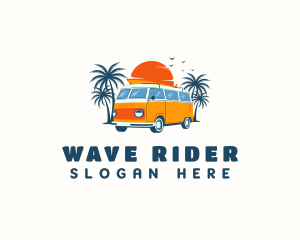 Beach Surfing Van logo design