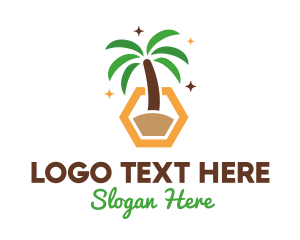 Tree - Hexagon Palm Tree logo design