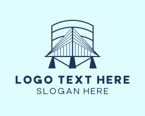 Landmark - Blue Retro Bridge Structure logo design
