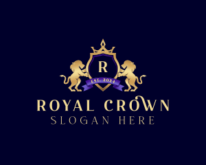 Crown Lion Crest logo design