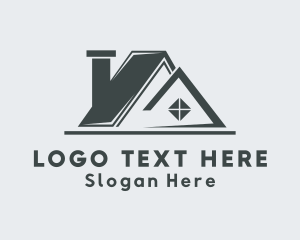 Gray - House Roofing Property logo design