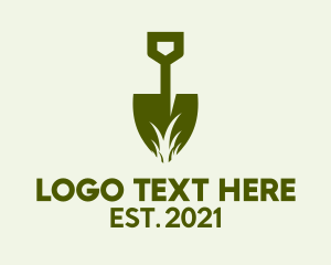 Negative Space - Green Shovel Grass logo design