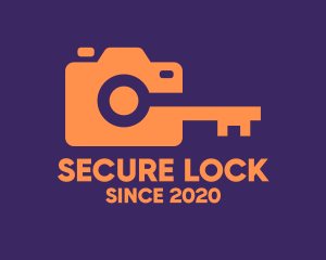 Lock - Orange Camera Lock logo design