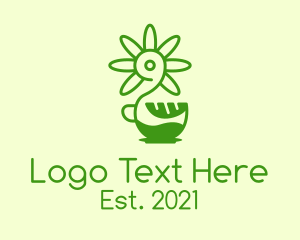 Coffee Cup - Green Flower Cafe logo design