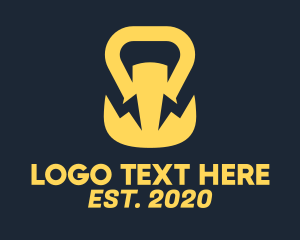 Personal Trainer - Yellow Thunder Kettlebell logo design