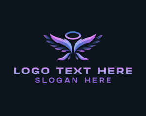 Heaven - Angel Wings Feather logo design