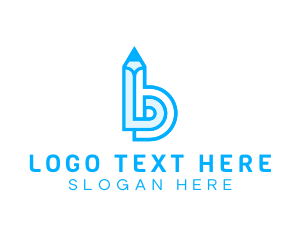 Library - Pencil Letter B logo design