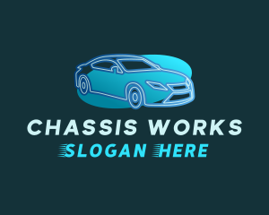 Chassis - Blue Car Oval logo design