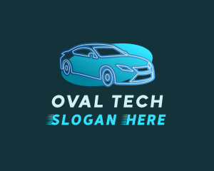 Oval - Blue Car Oval logo design