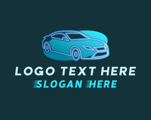 Car Rental - Blue Car Oval logo design