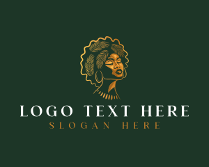 Leaf - Afro Woman Beauty logo design