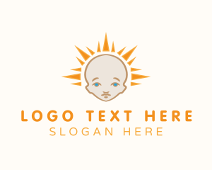 Feeding Bottle - Cute Baby Sun logo design