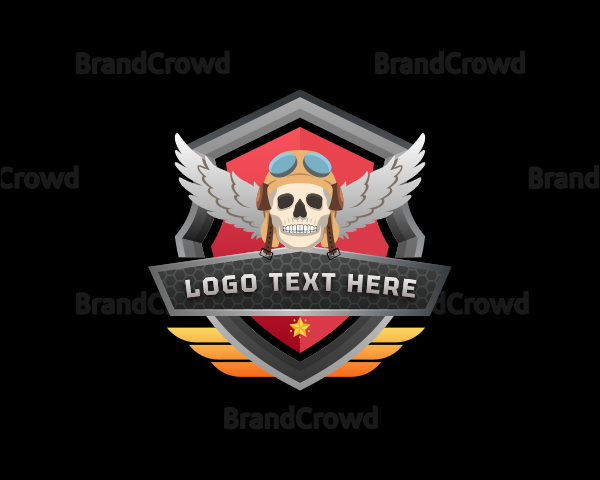 Aviation Skull Pilot Logo